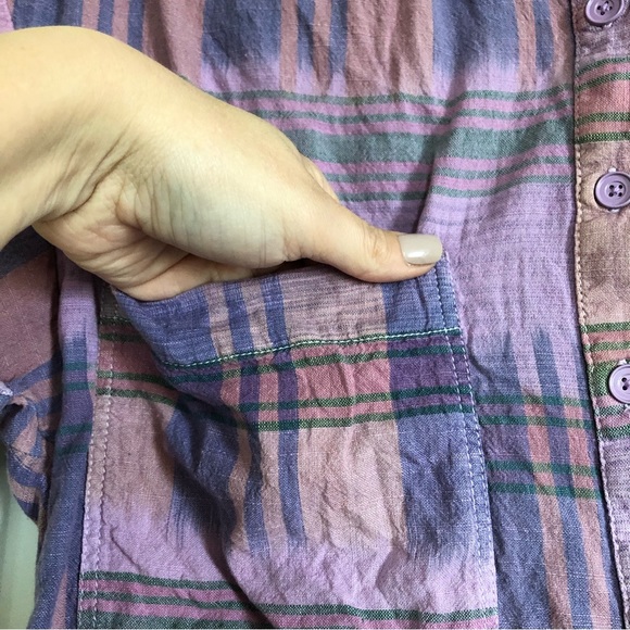 Pilcro plaid cotton popover blouse size medium - Picture 5 of 6